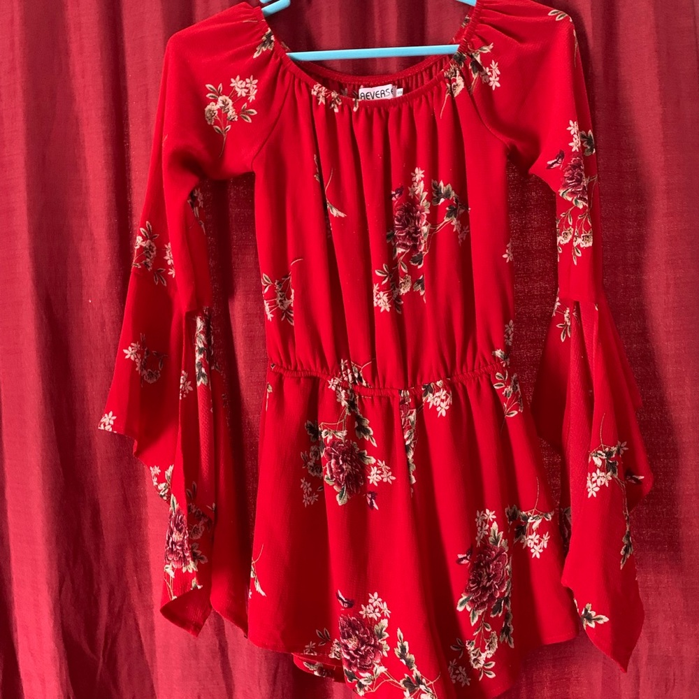 REVERSE Red Floral Romper Size S